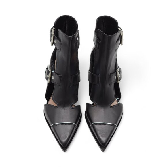 Alexander McQueen Cage Buckle Leather Ankle Booties Black - Picture 4 of 9